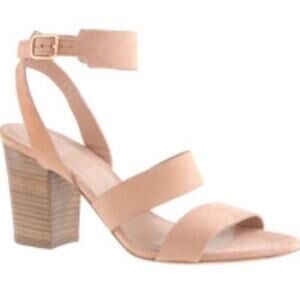 J. Crew Aubrey Mid-Heel Sandals Cream Suede Sz 7 Office Preppy Cocktail Minimal